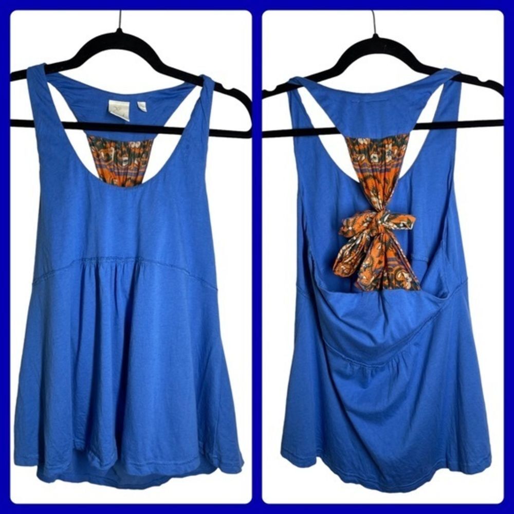 Anthropology e By Eloise Bohemian Tie Back Blue Woman’s Tank, Size Medium